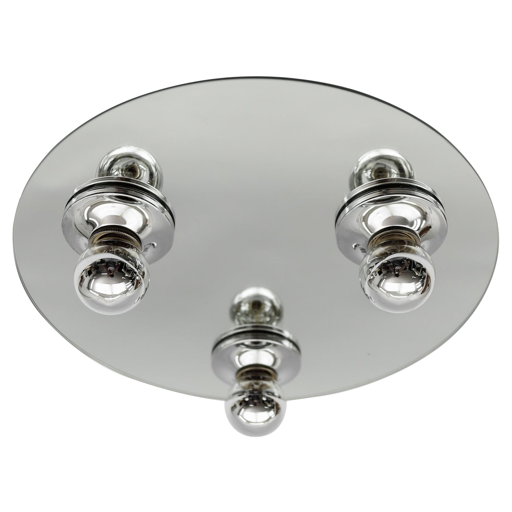 Lampada da soffitto rotonda a specchio, Italia, anni '70