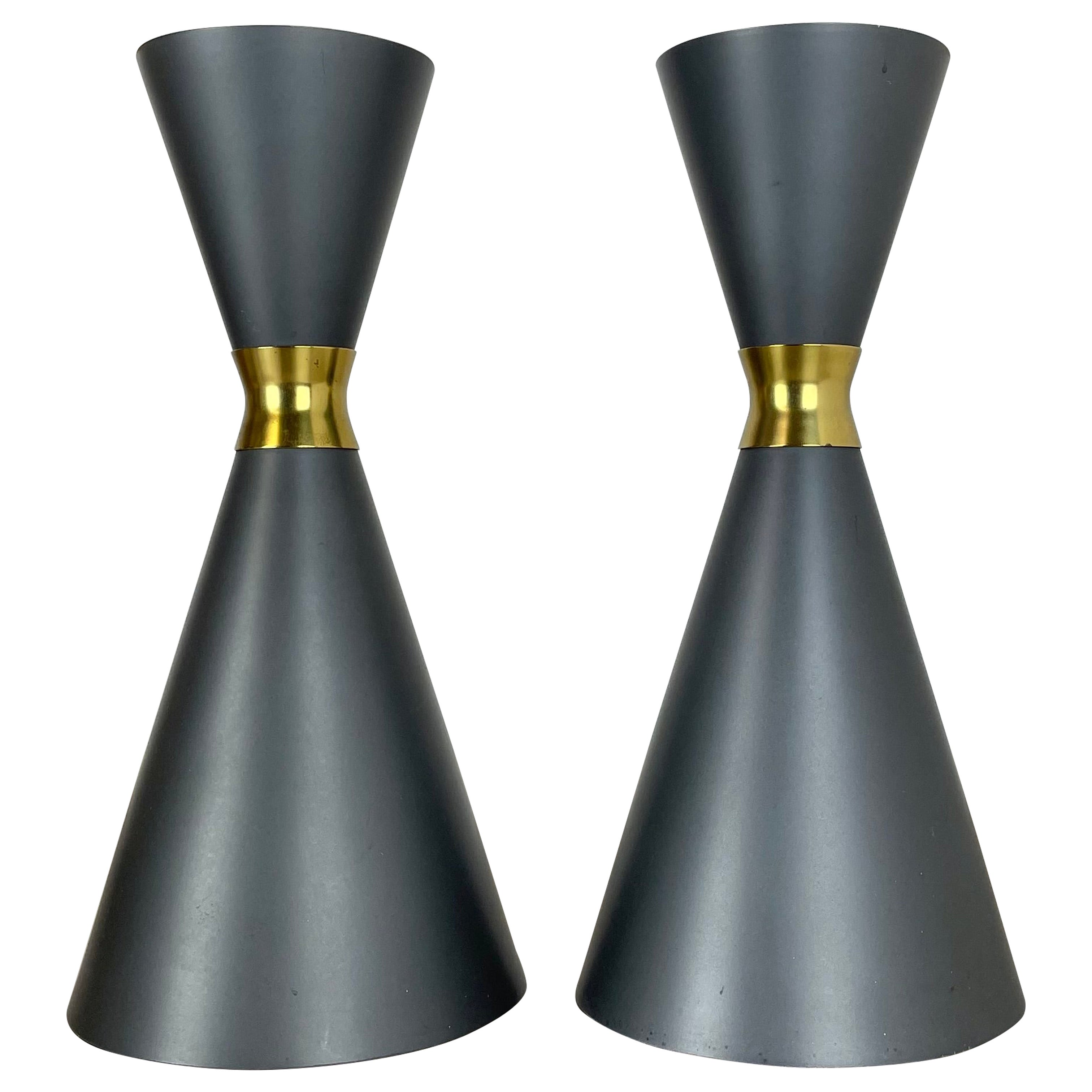 set of 2 Diabolo Stilnovo Style Metal Hanging Light, BAG TURGI, Switzerland 1950 For Sale