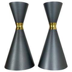 set of 2 Diabolo Stilnovo Style Metal Hanging Light, BAG TURGI, Switzerland 1950