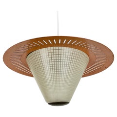 Midcentury minimalist Stilnovo Style Brass and Metal Hanging Light, Italy 1950