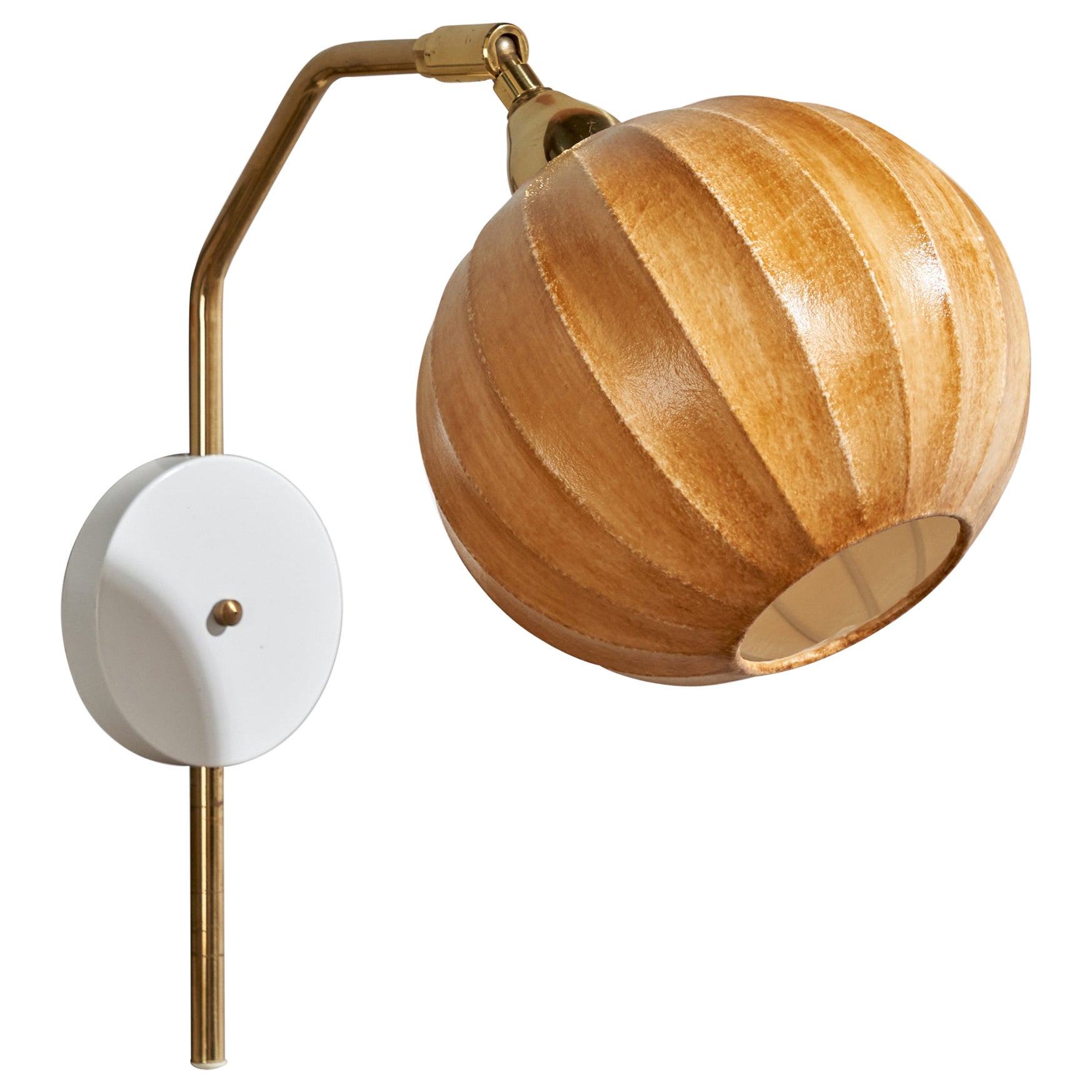Tyringe Konsthantverk, Wall Light, Brass, Metal, Cotton, Sweden, 1990s For Sale