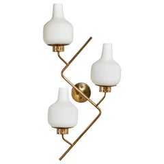 Stilnovo, Wall Light, Brass, Glass, Italy, 1950s