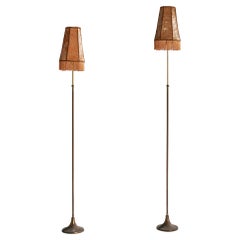 Schwedische Designerin, Stehlampen, Messing, Samt, Schweden, 1940er Jahre