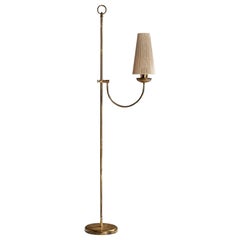 Österreichische Designerin, Stehlampe, Messing, Stoff, Österreich, 1940er Jahre