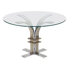 Mesa moderna italiana de cromo y latón atribuida a Romeo Rega
