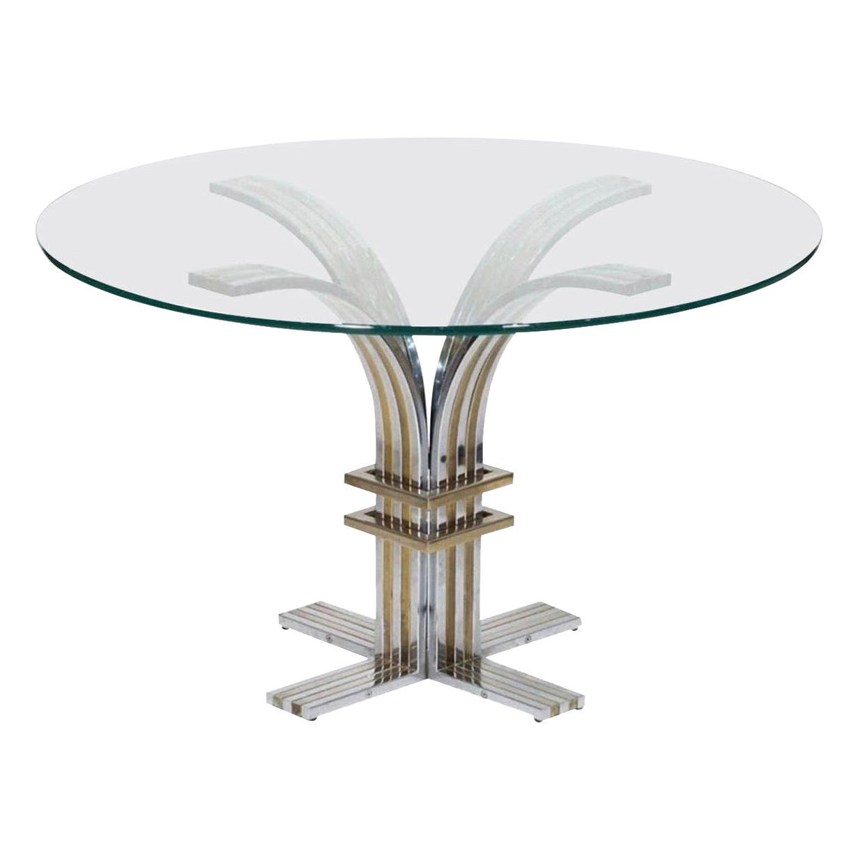Table moderne italienne en chrome et laiton attribuée à Romeo Rega