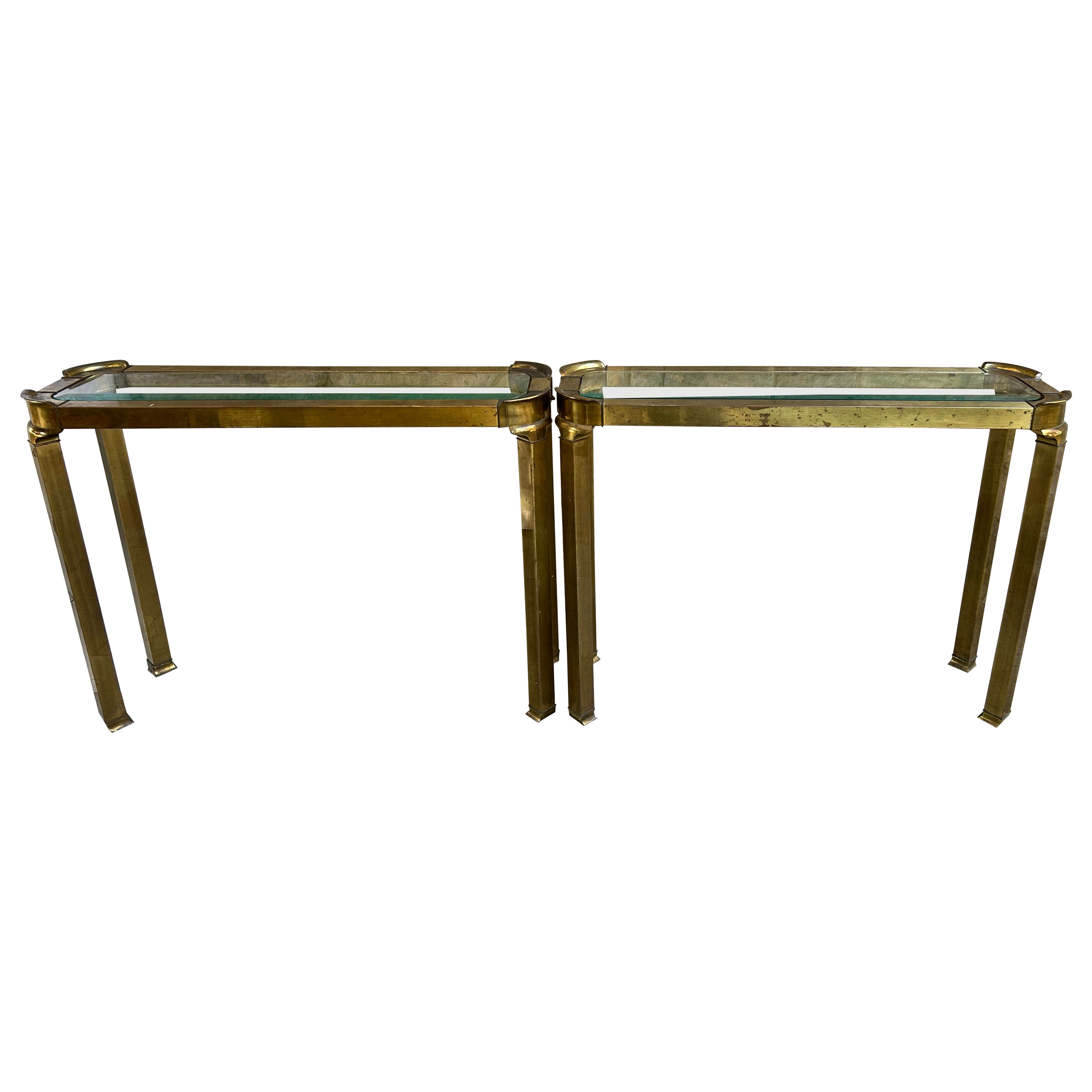 Paar Konsolentische aus Messing im asiatischen Stil Mastercraft Hollywood Regency, Paar