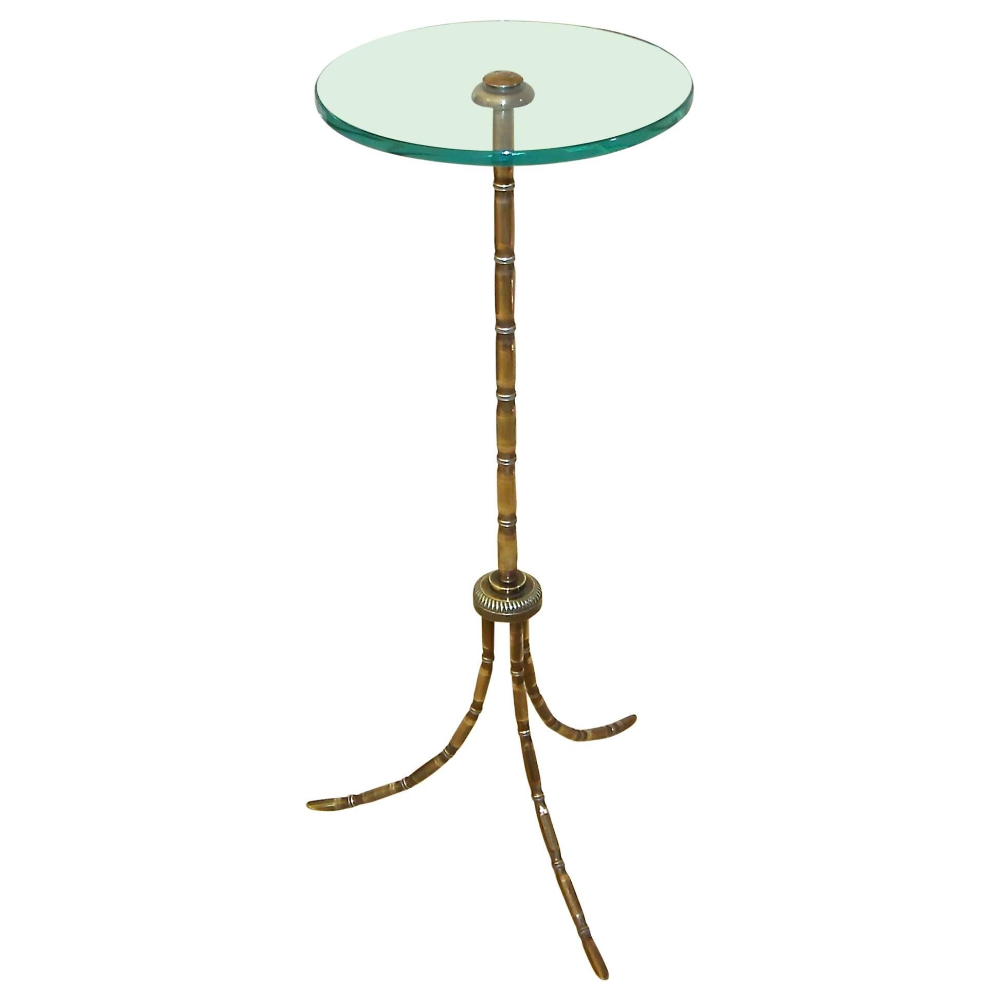 French Maison Bagues Faux Bamboo Bronze Side End Table