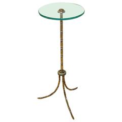 French Maison Bagues Faux Bamboo Bronze Side End Table