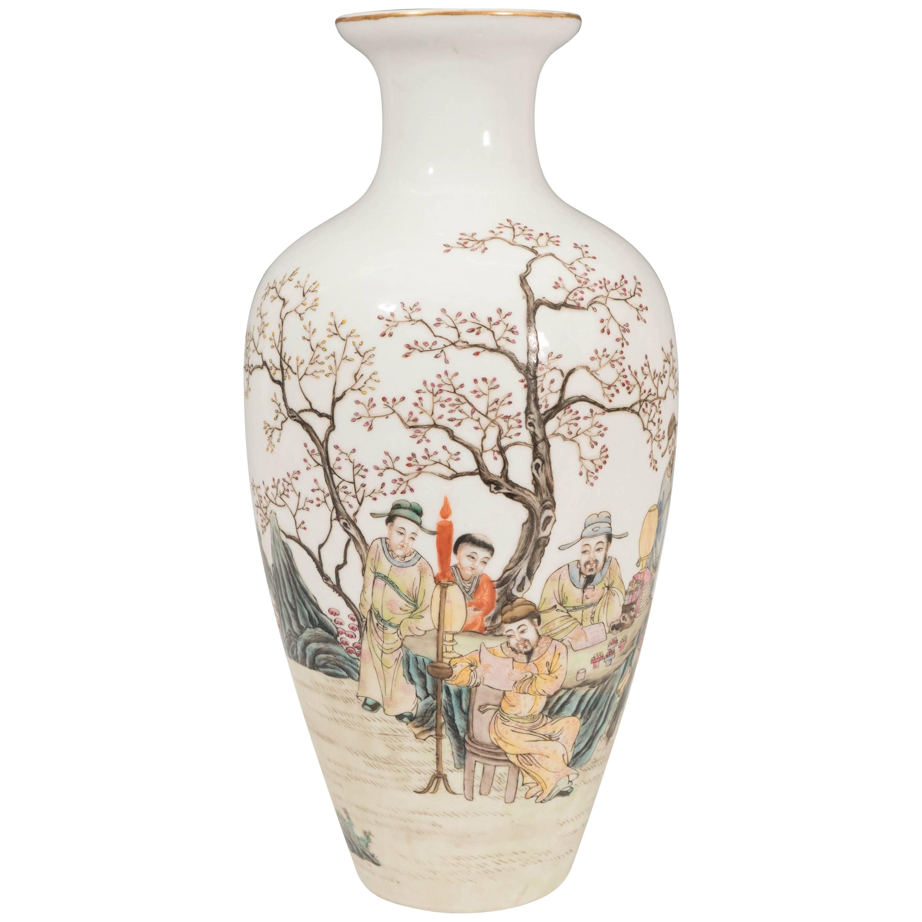 Chinese Baluster Porcelain Vase, Marked