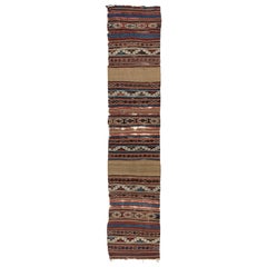 2'4'' x 11'7'' Antique Turkish Karapinar Fragment Kilim Rug, 18th Century