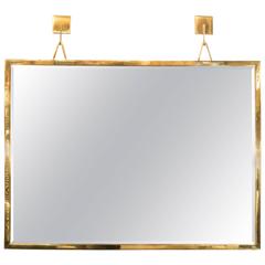 Frazier Contemporary Brass Mirror with Decorative Hangers