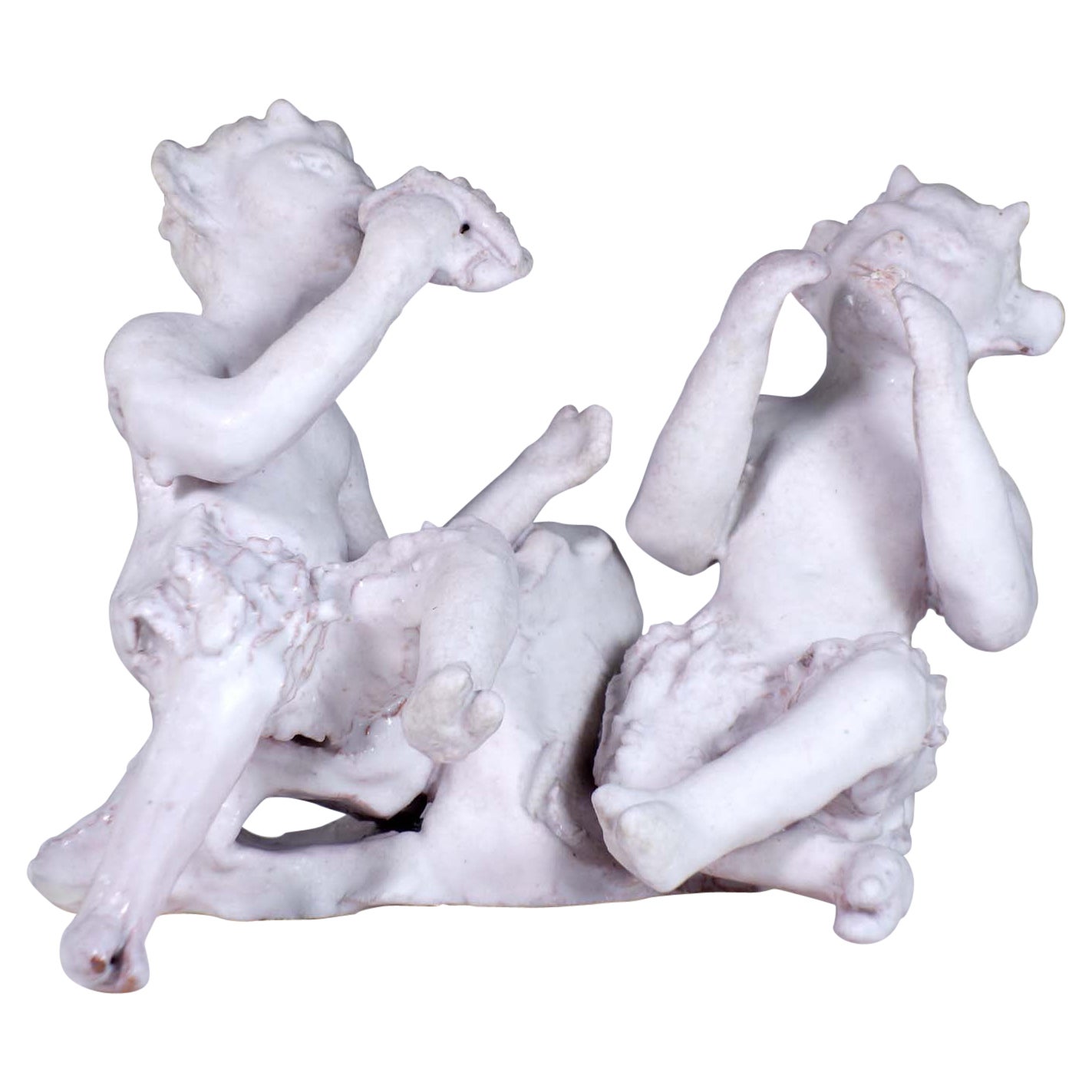 1950 Clara Istler Ceramic White Fawns Sculpture For Sale