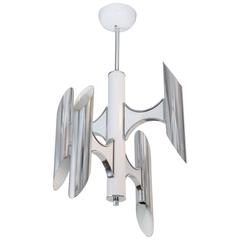 Sciolari Chrome and White Enamel Chandelier 8