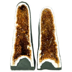 The King and Queen Pair of Citrine Geode Cathedrals, High-Grade Madeira Citrine