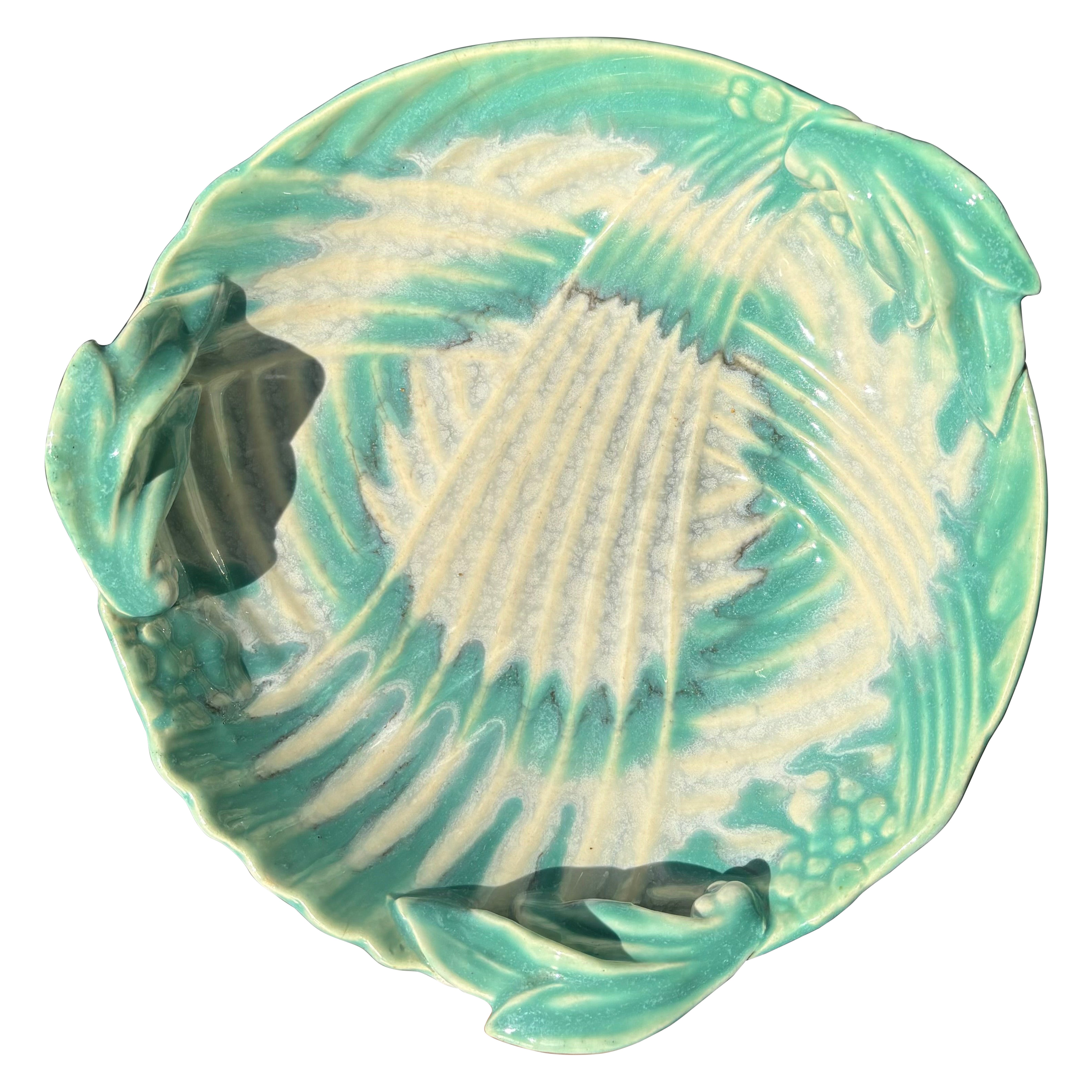 1940s Tazón orgánico Art Nouveau Hoja Verde