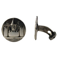 Pair of Cufflinks #68 Crest of Copenhagen Hallmarked Georg Jensen Denmark