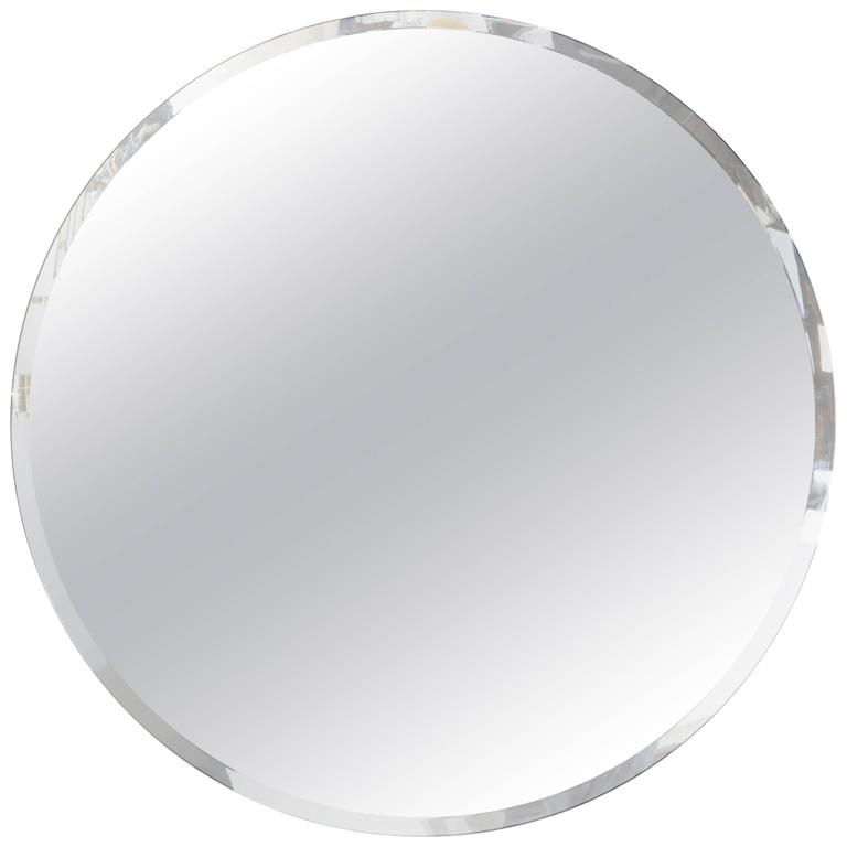 Round Beveled Wall Mirror at 1stdibs
