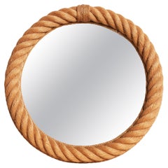 Beautiful Audoux-Minet Rope Mid-Century French Circular Mirror