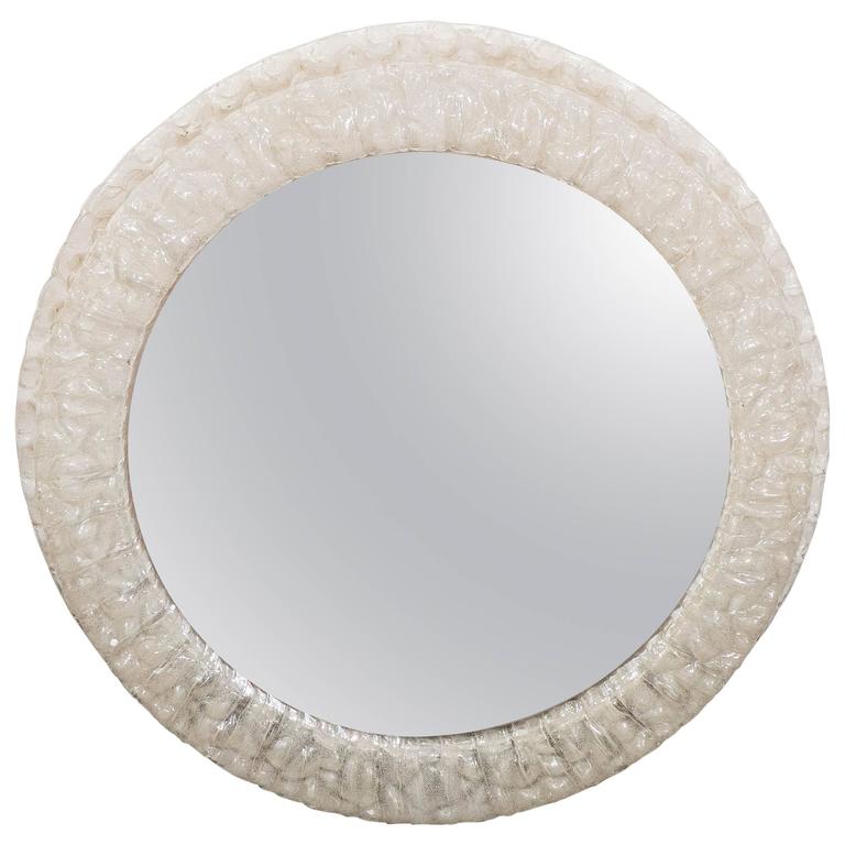 MidCentury Round Resin Frame Illuminated Mirror For Sale at 1stdibs