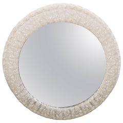 Mid-Century Round Resin Frame Illuminated Mirror