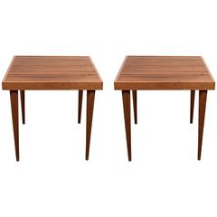 Pair of Danish 1960s Slat Top Side Tables in Teak