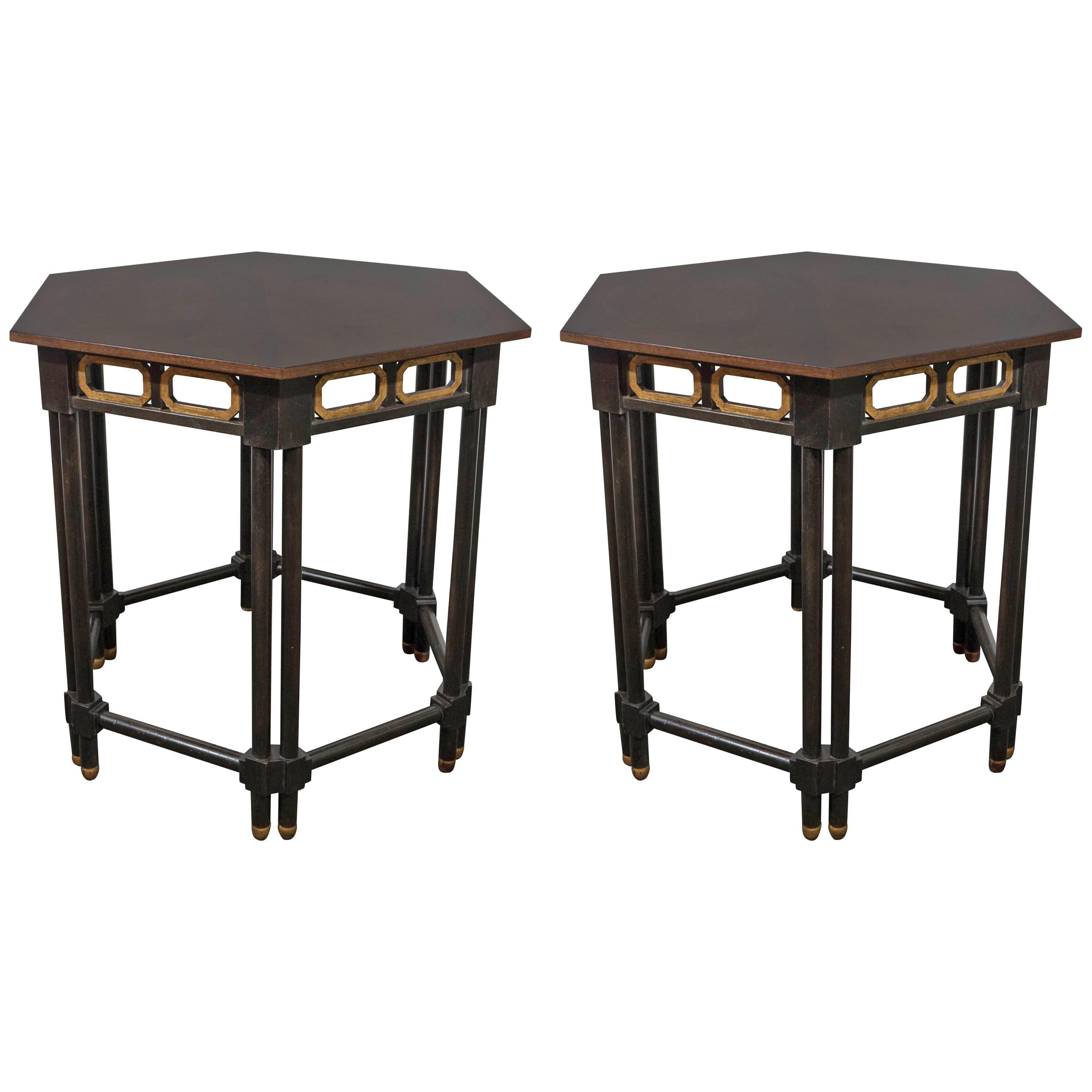 Pair of Moorish Style Hexagonal Side Tables by Baker Furniture