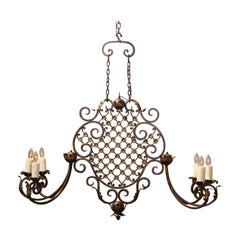 Early 20th Century French Louis XV Gilt Iron Six-Light Chandelier