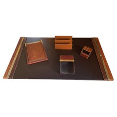 Vintage Mark Cross Set of Four Leather Desk Items, Mid 20th Century