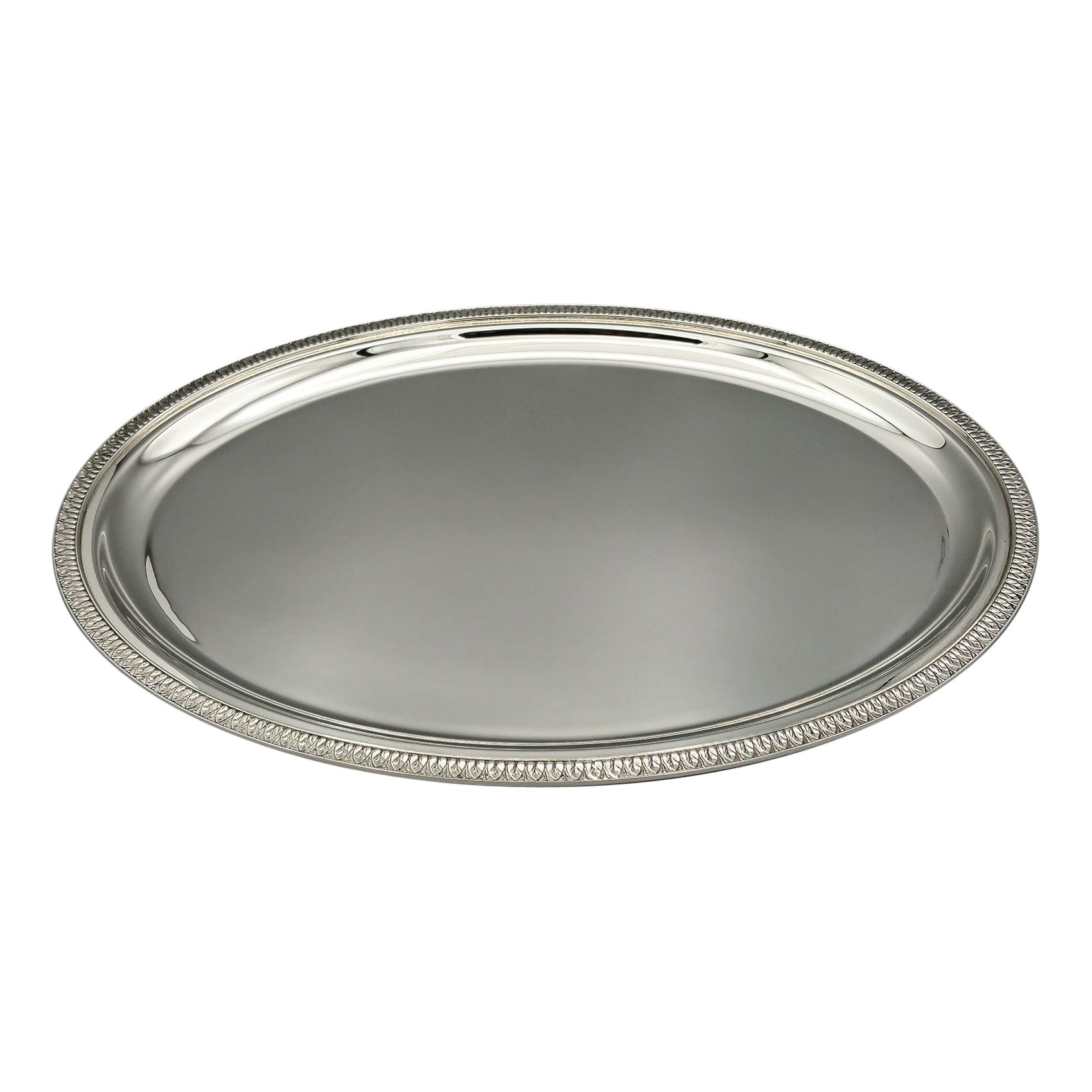 XXI Century Gianmaria Buccellati sterling Silver oval tray in Empire Style