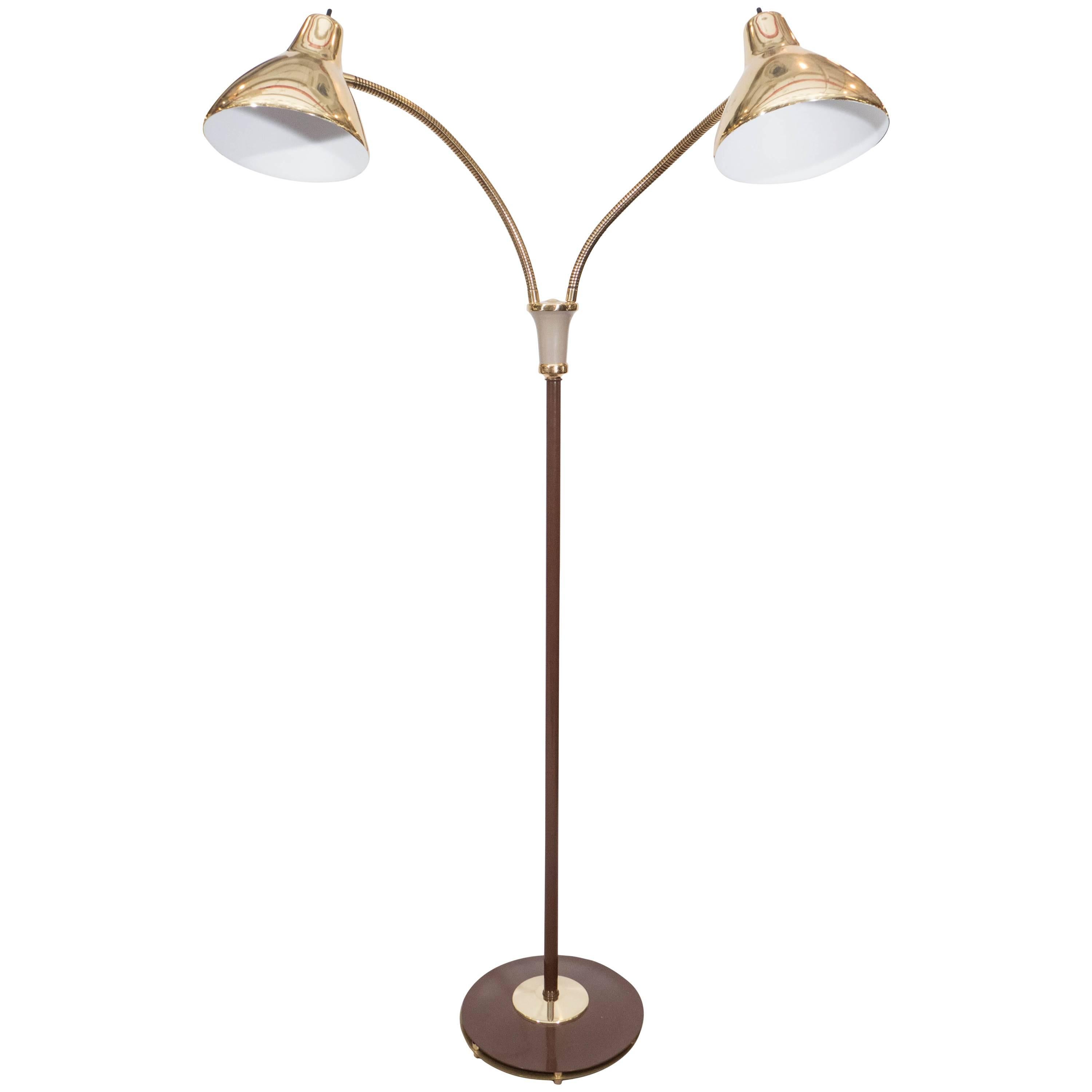 Midcentury Double Brass Floor Lamp at 1stDibs