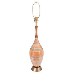 Midcentury Italian Ceramic Lamp on Brass Base