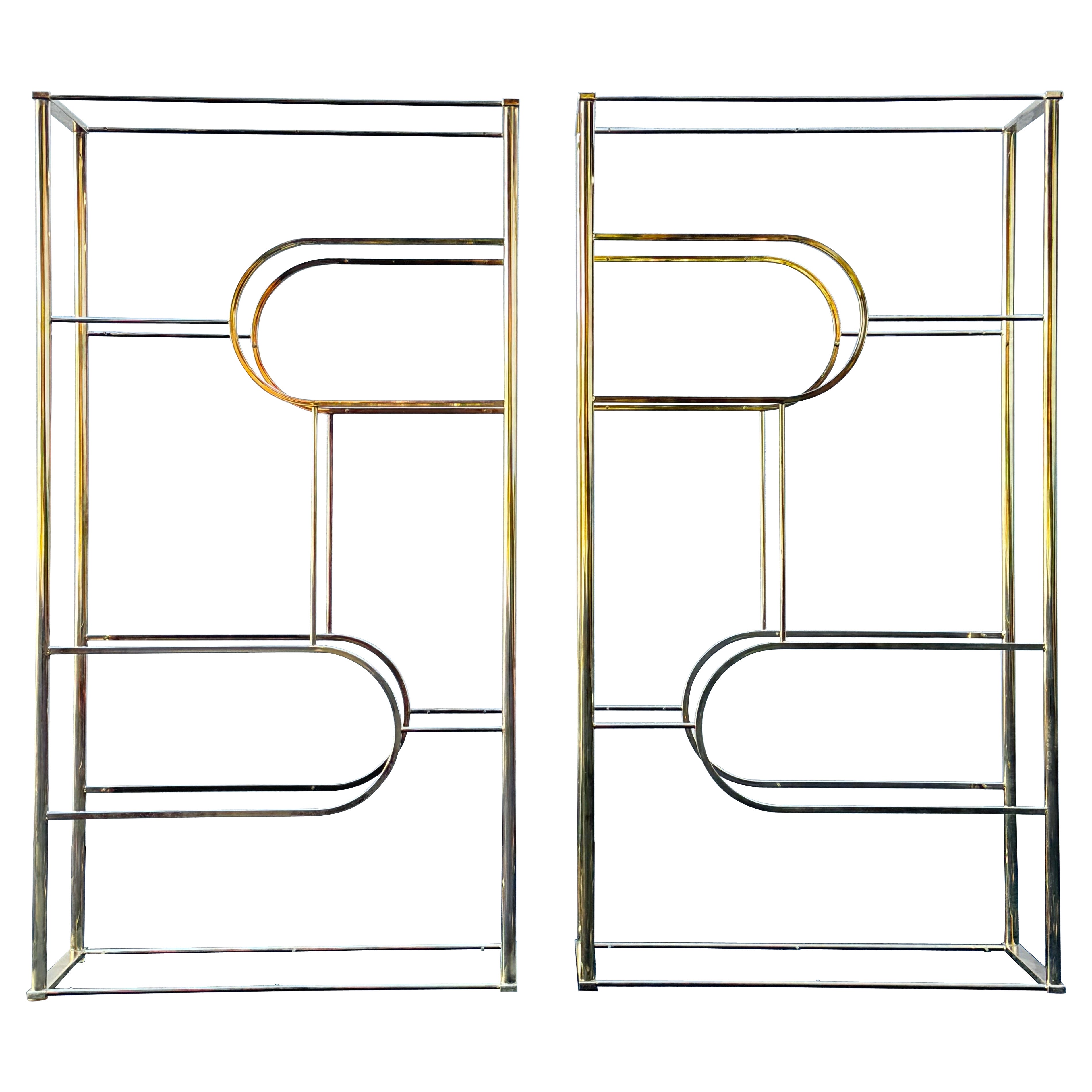 Pair of Design Institute of America Brass Etageres