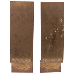 Paar Art-Déco-Feuerböcke aus Bronze und Eisen