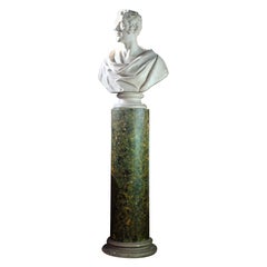 Busto in gesso del XIX secolo su colonna in marmo finto porfido dell'architetto Matthew Habershon