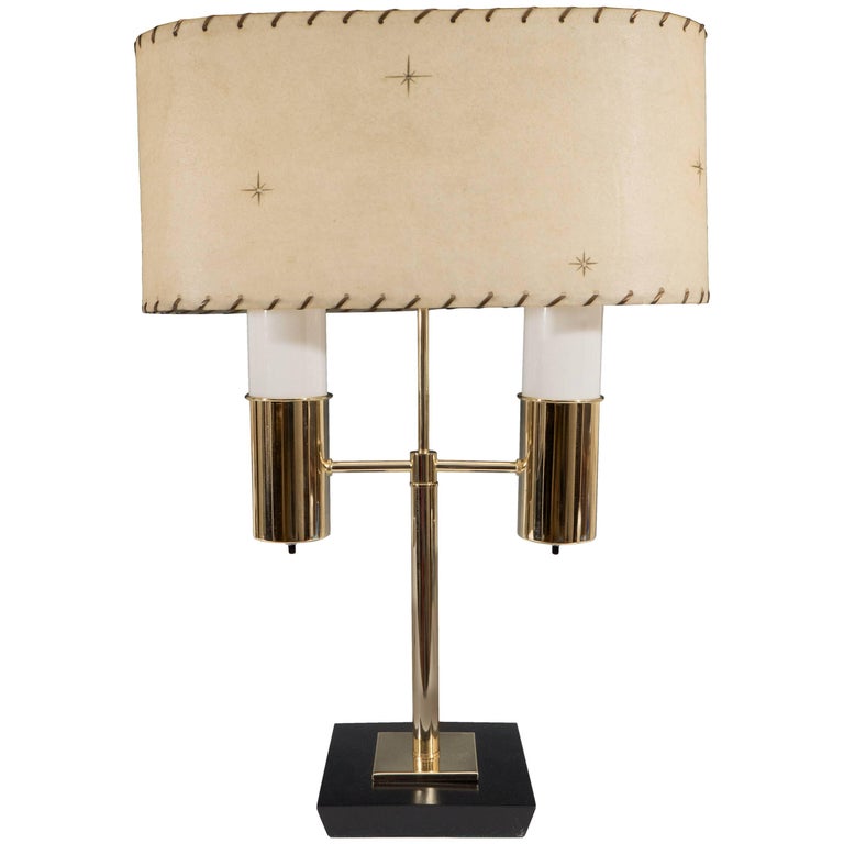 Rare Dual Light Table Lamp With Milk, Dual Light Table Lamp