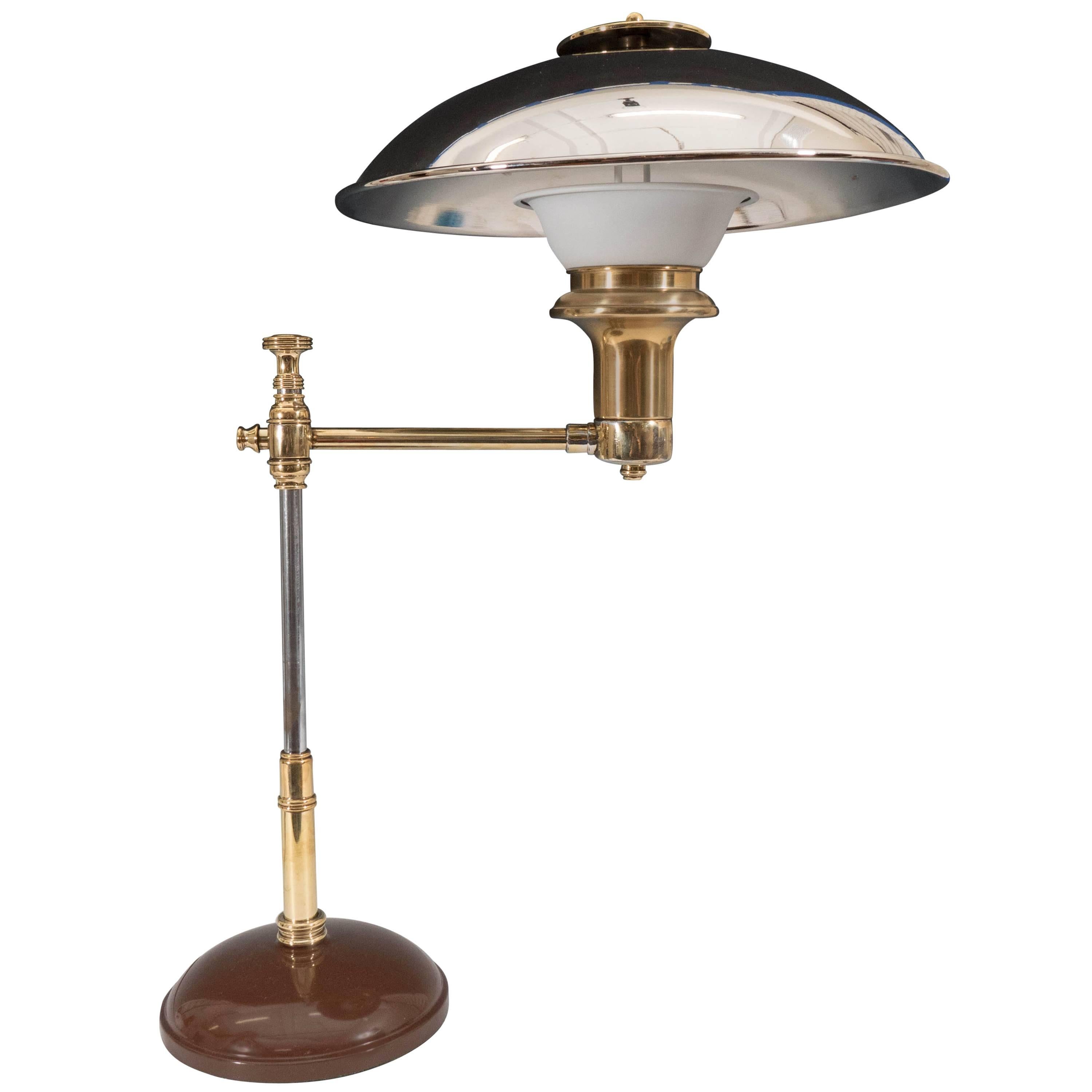 Scandinavian 1940s Table Lamp in Chrome-Plated Brass