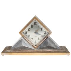 Omega Art Deco Mantel Clock with Grey Marble 6
