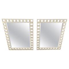 Pair of Silvered Chain Link Style Frames Rectangle Decorative Wall Mirrors MINT!