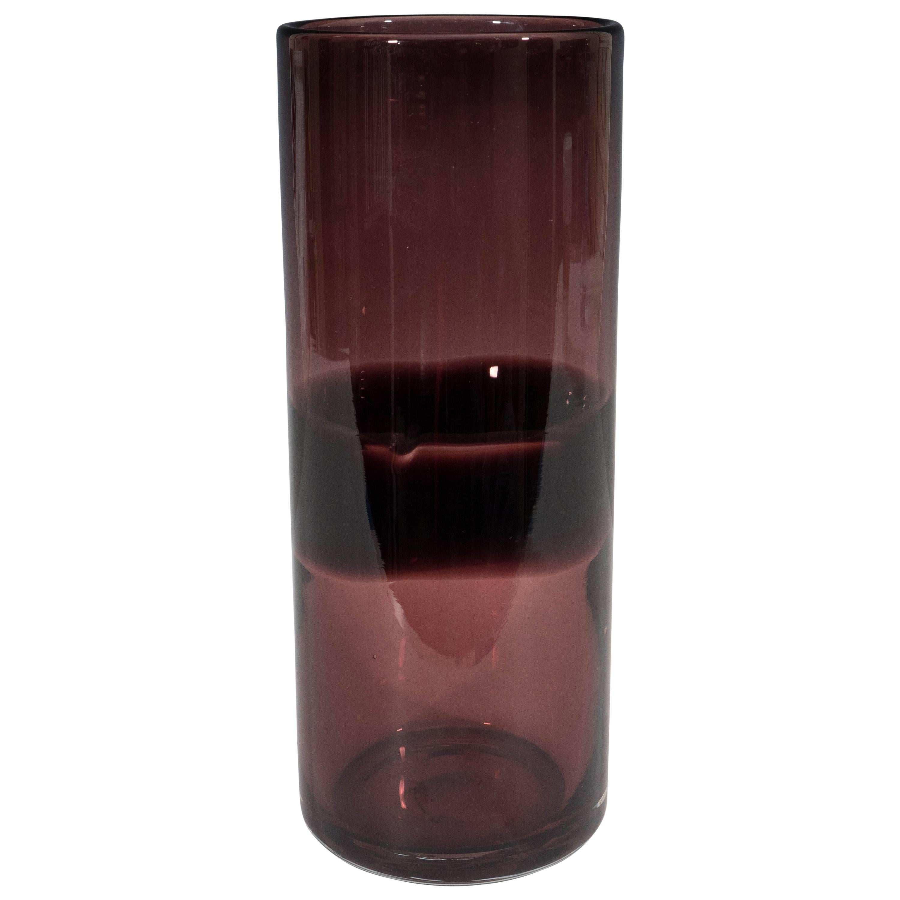 Murano Glass Banded Vase in Amethyst