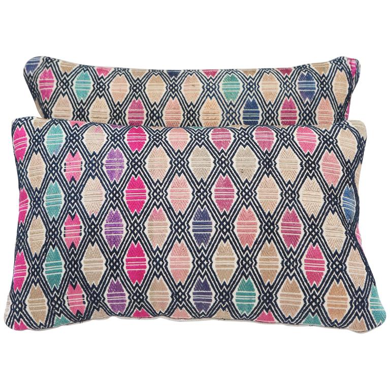 Chinese Hill Tribe Silk Brocade Pillows 11 x 18 at 1stdibs