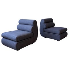 Bullnose Postmodern Slipper Chairs by Carson’s of High Point in Kvadrat Recheck