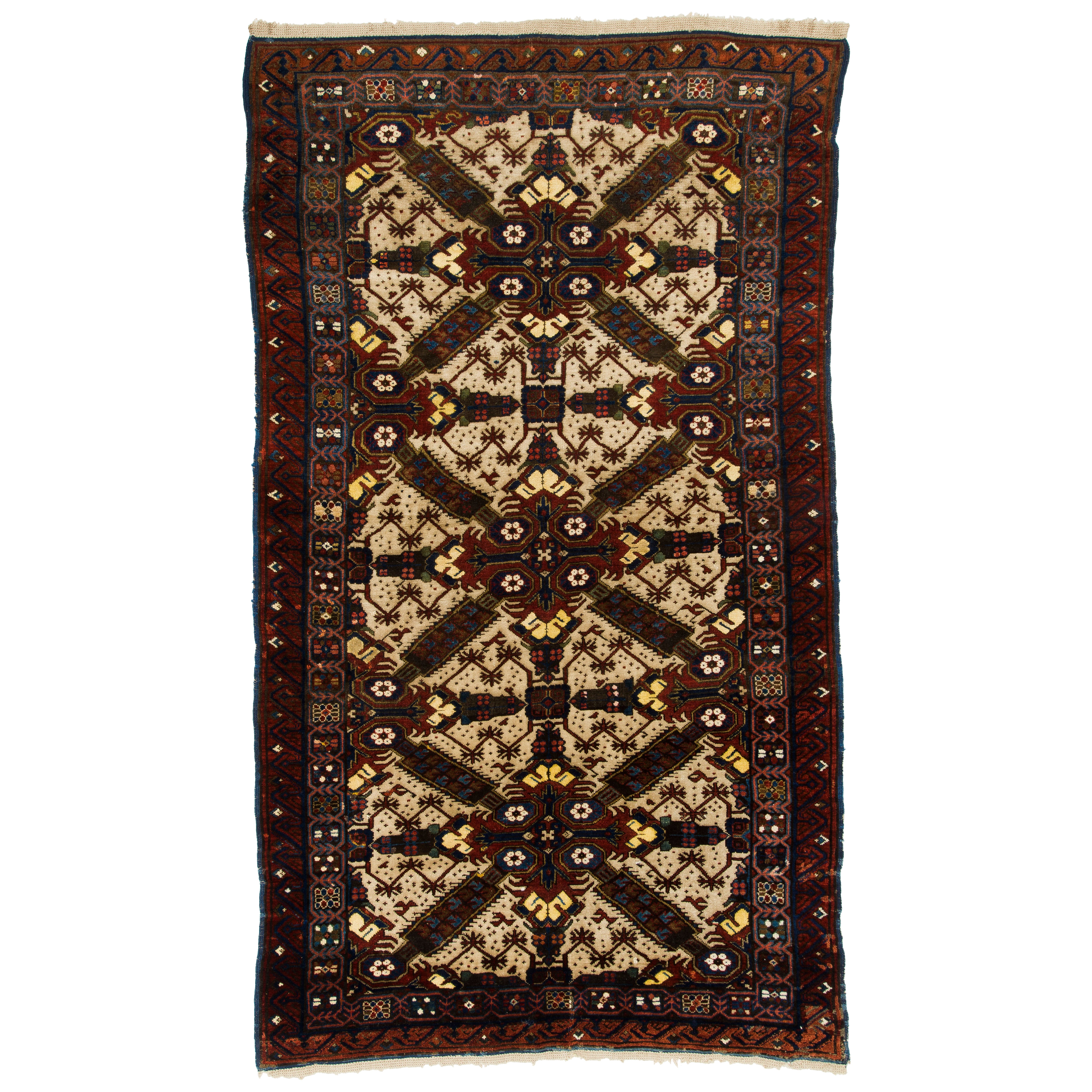 4x7.2 ft Antique Caucasian Seichur Rug, Circa 1880