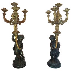 Antique 19th Century Bronze Partially Candelabra