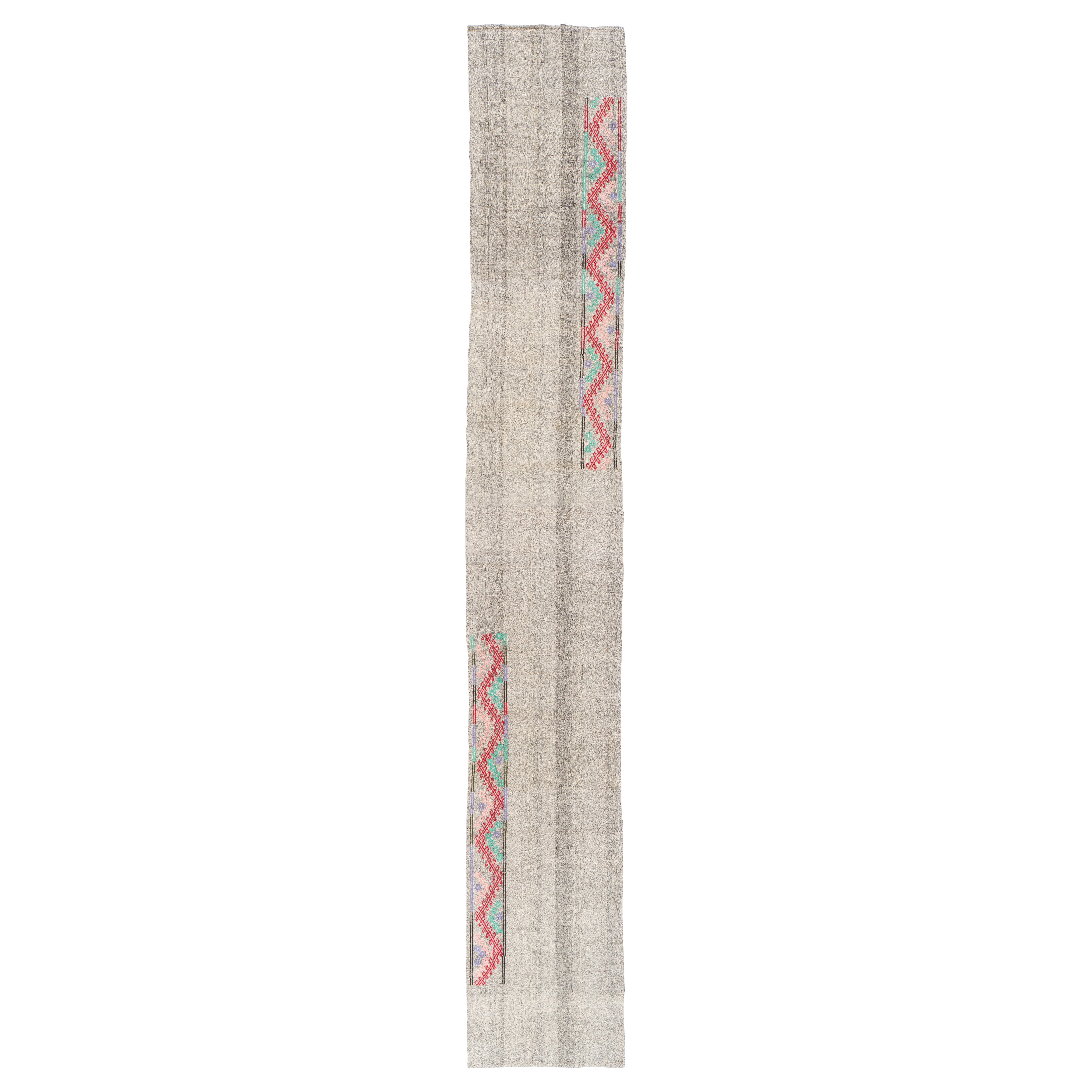 2.6x17 Ft Adjustable - Extra Long & Narrow Vintage Handmade Runner Kilim Rug