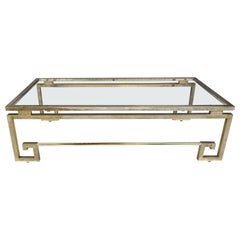 Vintage brass greek key coffee table, 1970s