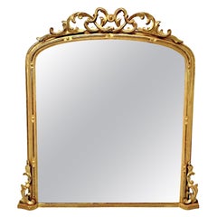 19th Century Neat Size Giltwood Archtop Overmantel Mirror