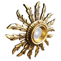 Vintage golden sunburst mirror, 1960s