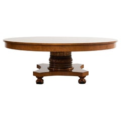 Monumental Neoclassical Style Round Pedestal Dining Table