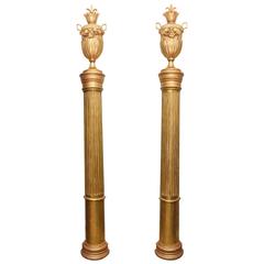 Important Pair of Monumental Russian Empire Urns with Columns